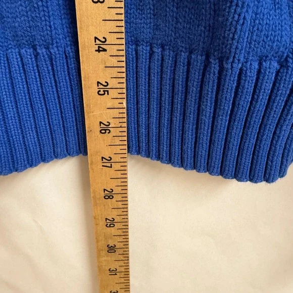 Polo Ralph Lauren Blue Cable Knit Chunk Sweater Mens XL Golf Crest Ivy Vintage - Picture 9 of 9